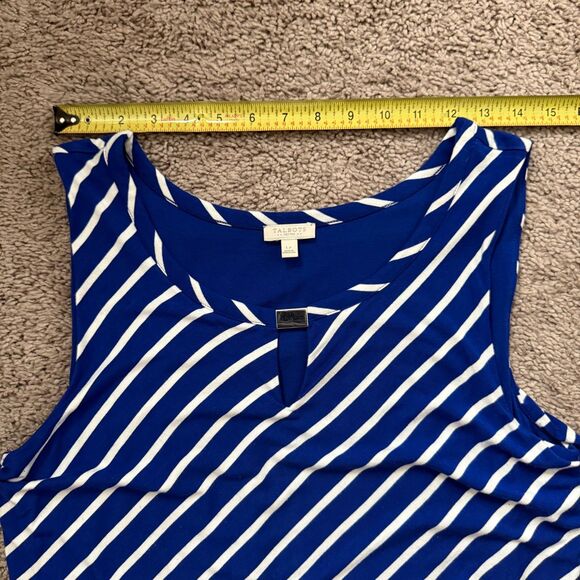 Talbots Women Dress LP Blue White Stripe Maxi Sleeveless Drawstring Waist Beach - Picture 5 of 7